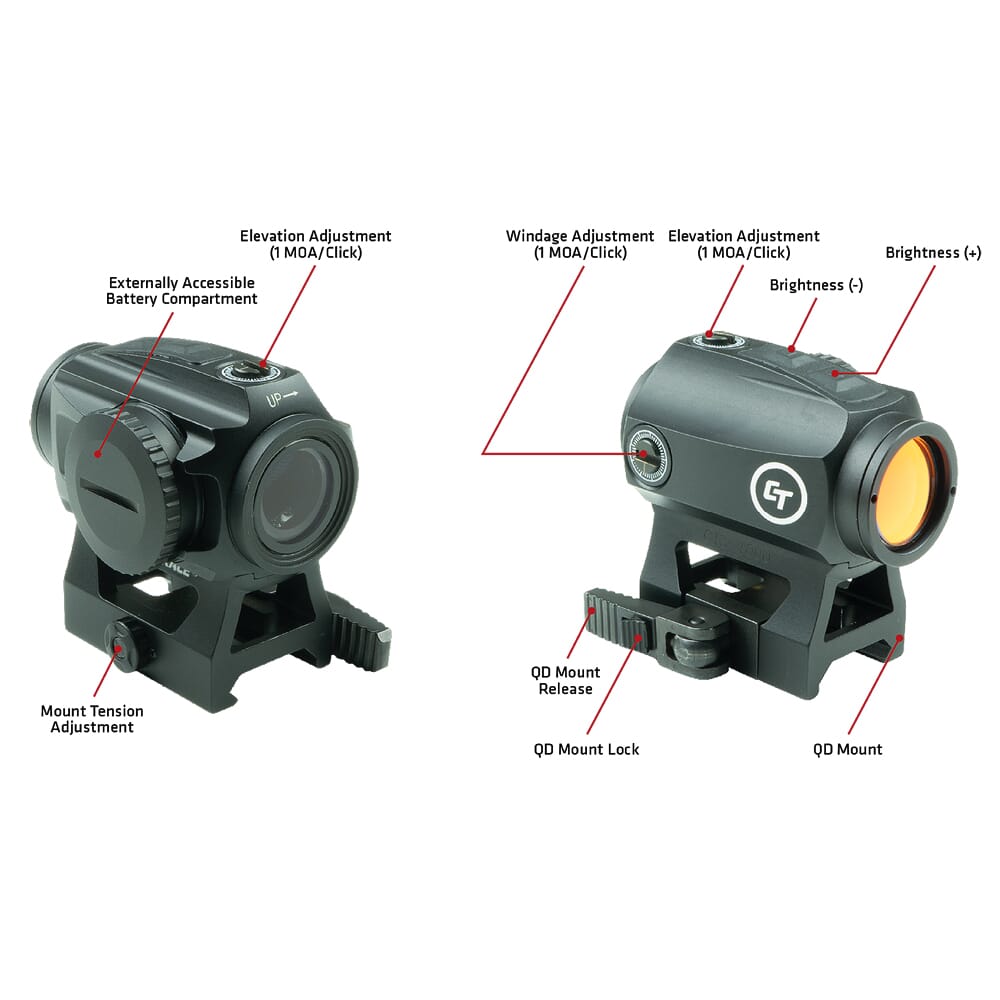 Crimson Trace CTS-1000 2.0 MOA Compact Tactical Red Dot Sight for Rifles, Electronic Sight