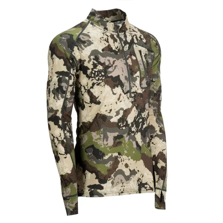 Pnuma Outdoors Merino Wool Base Layer 1/4 Zip Pullover, Caza Camo XL ME-QZ-CZ-XL