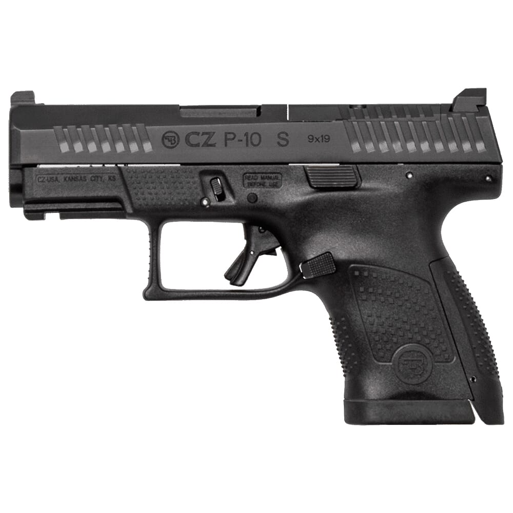 CZ-USA P-10 S Optic-Ready 9mm 10rd Blk Handgun w/Polymer Frame, Nitride Slide, Fixed Sights, 3 Back Straps, Rev Mag Catch 01568