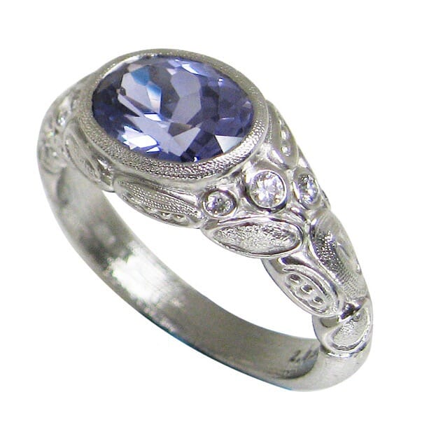 Alex Sepkus Platinum Blue Sapphire & Diamond Ring