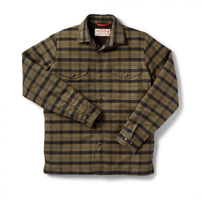 Filson Insulated Alaskan Guide Jac Shirt Otter Green Black SM 10656