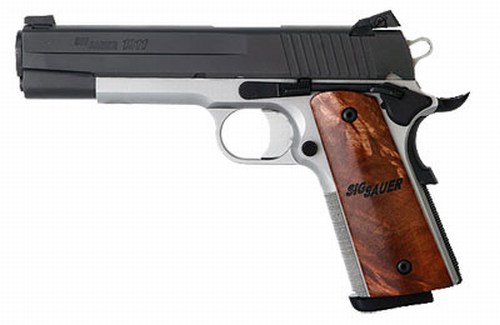 TTT Two-Tone, Black Controls, Adjustable Combat Night Sights, Wood Grips 1911-45-TTT