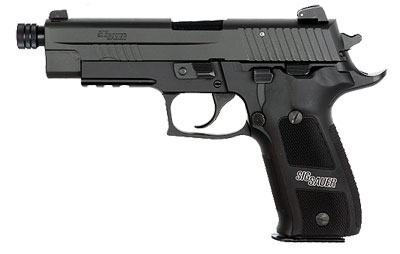 ELITE DARK, Black Nitron Finish, SRT, SLITE Night Sights, Aluminum Checkered Grips---Same as P226 El E26R-9-DSE-TB