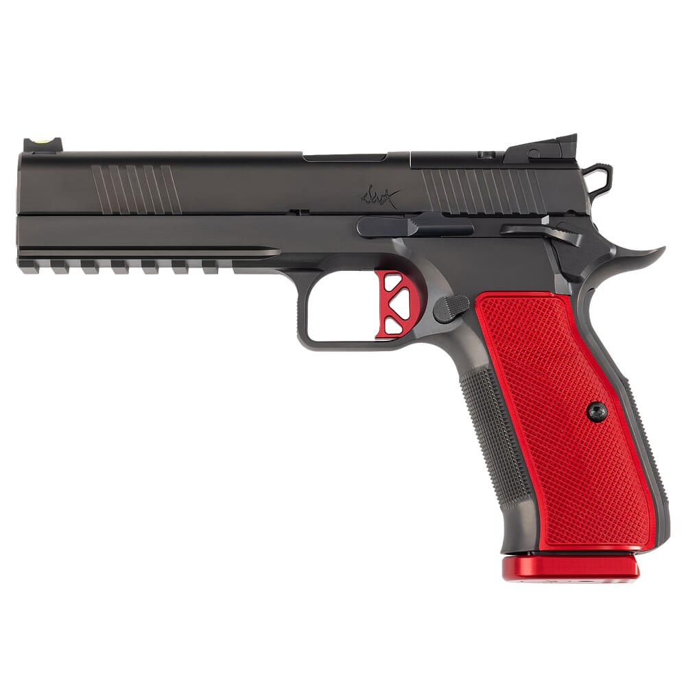 Dan Wesson DWX 9mm 5" Bbl 10rd Optic Ready Black/Red Pistol w/Front Fiber Optic/Rear HAJO Sight, 1913 Pic Rail, Ambi Manual Safety 92013