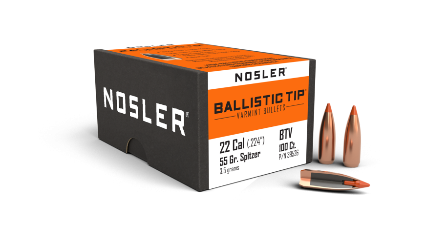 Nosler Ballistic Tip Varmint BT - 22 55g SP (100ct, M/P of 3) Bullets 39526