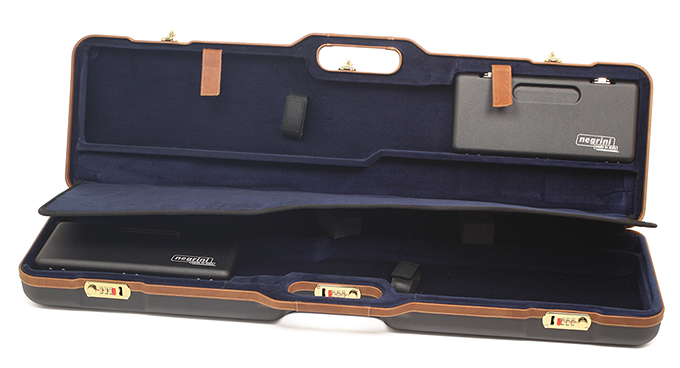 Negrini Two Gun Transformer - ABS Fits all shotguns O/U, SXS, Semi-auto or Pump. up to 36&quot; Black with Blue interior. 1677LX-TRANS/5078