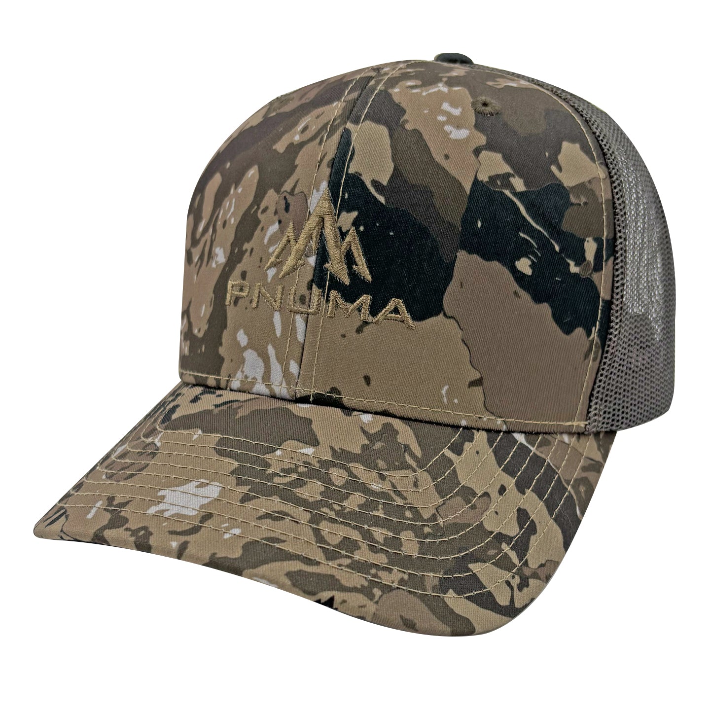 Pnuma Outdoors Logo Trucker Cap, Caza OV Camo CP-LO-OV