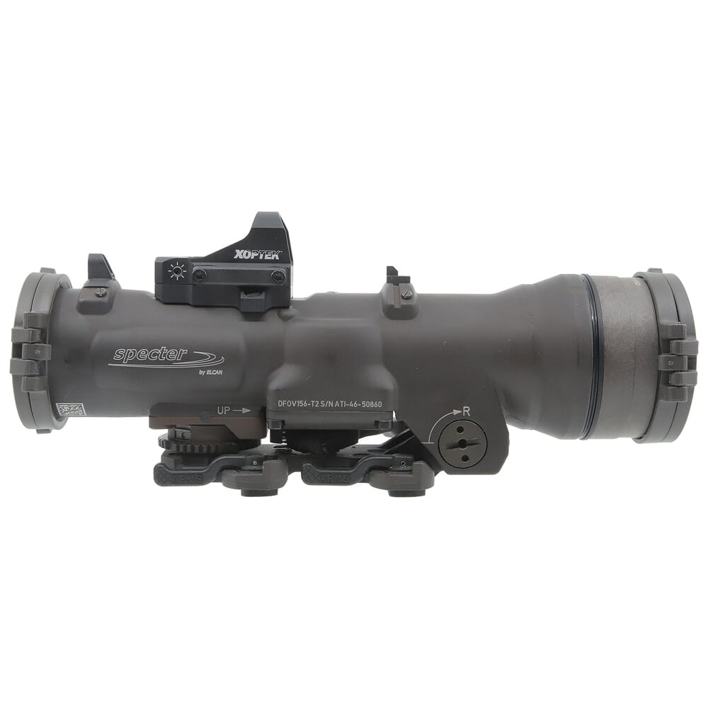 Elcan SpecterDR 1.5-6x 5.56mm FDE Riflescope w/Flip Covers, ARD, A.R.M.S. & 4MOA XOPTEK DFOV156-F1-X4