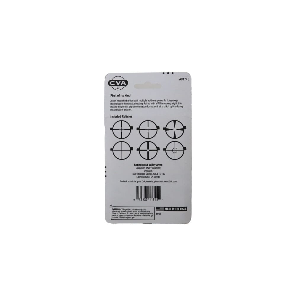 CVA Williams Western Precision Peep & Front Globe Sight for Wolf, Optima & Accura Models AC1745