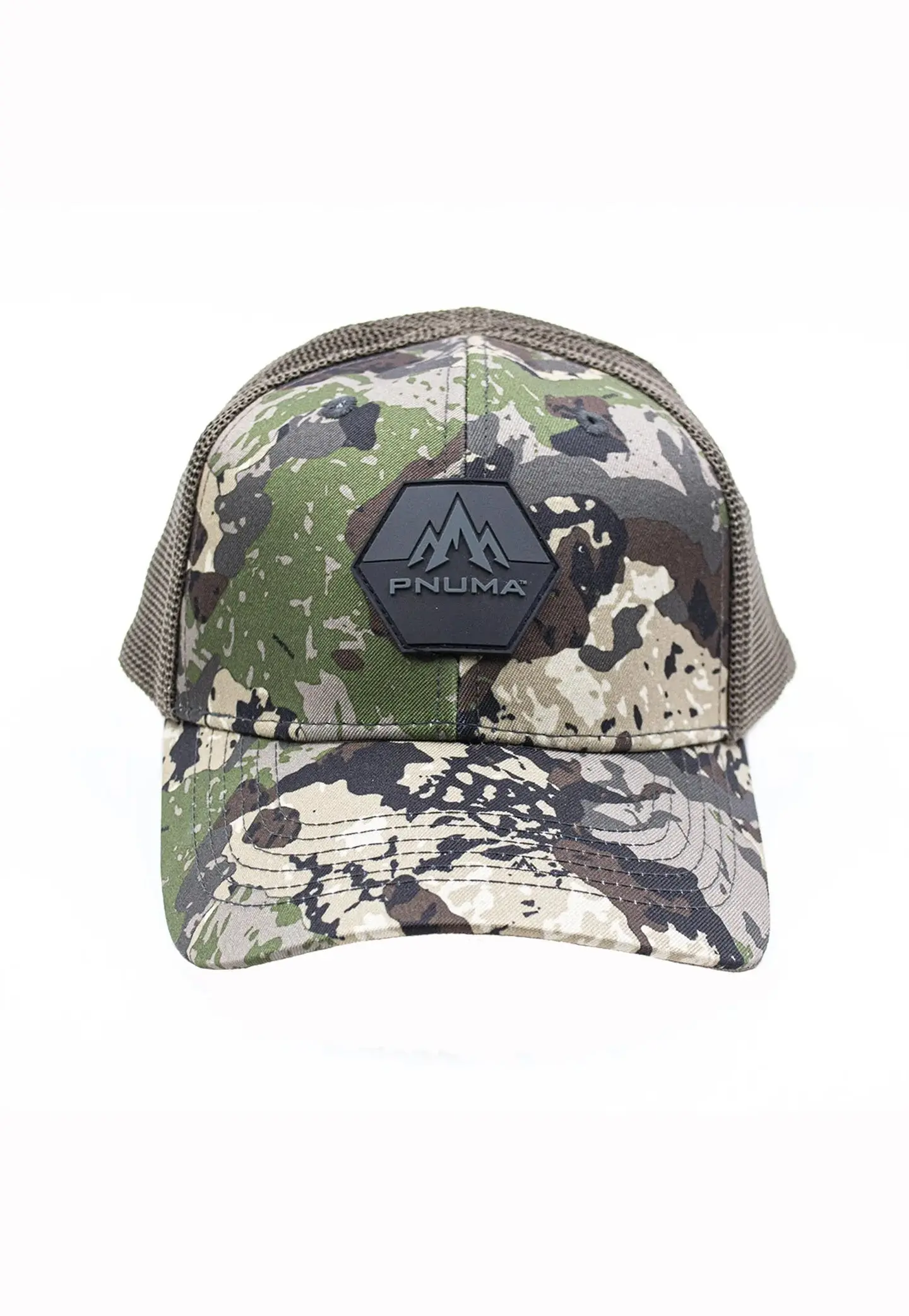 Pnuma Outdoors Lifestyle Mesh Trucker Cap, Center Patch, Caza Camo P608C