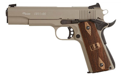 Flat Dark Earth Finish, Low Profile Contrast Sights, Wood Grips 1911-22-FDE