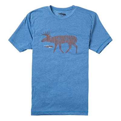 Sitka Deer Sketch Tee SS Lake Blue Large|20035-LB-L