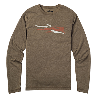 Sitka Logo Tee LS Mud Medium|20045-MD-M