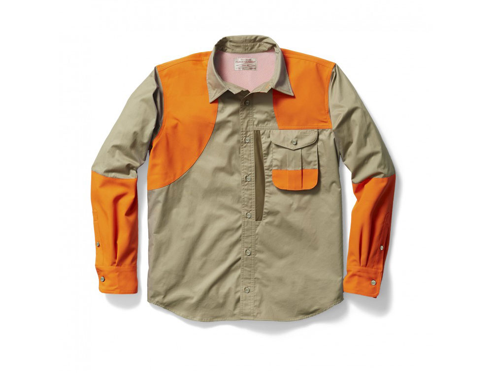 Filson Front Loading Shooting Shirt RH Khaki w/ Orange XL 10525