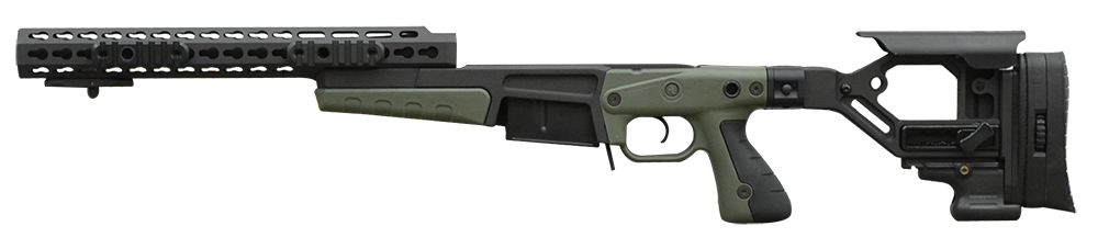 Remington 700P 5R 308 Win with Accuracy International AX Chassis - 13" forend tube Green