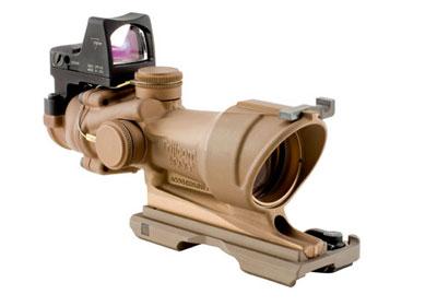 Trijicon TA01-ECOS ACOG 4x32 Dark Earth Brown, Center Illum Amber Crosshair 223 Ballistic Reticle w/ - Trijicon ACOG