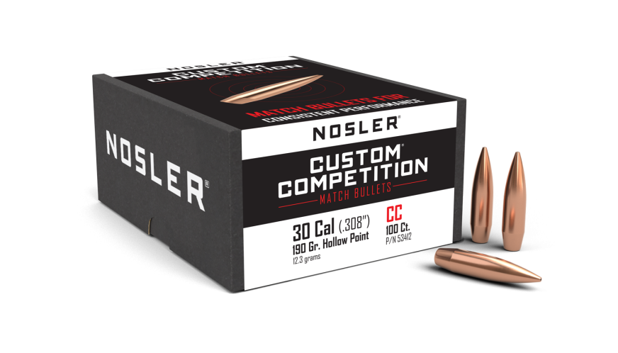 Nosler Custom Competition CC - 30 190g HPBT (100ct, M/P of 3) Bullets 53412