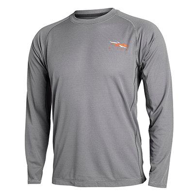 Sitka Core Lt Wt Crew - LS Woodsmoke Large 10033-WS-L
