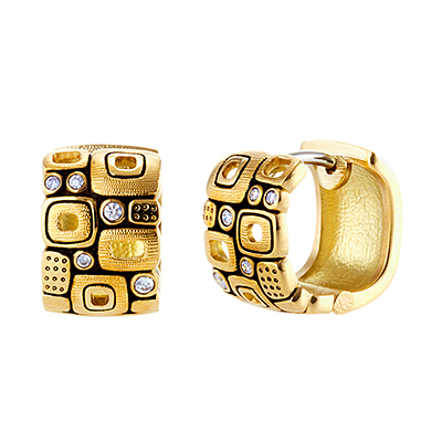 Alex Sepkus 18k and Diamond "little Windows" Huggie Earrings