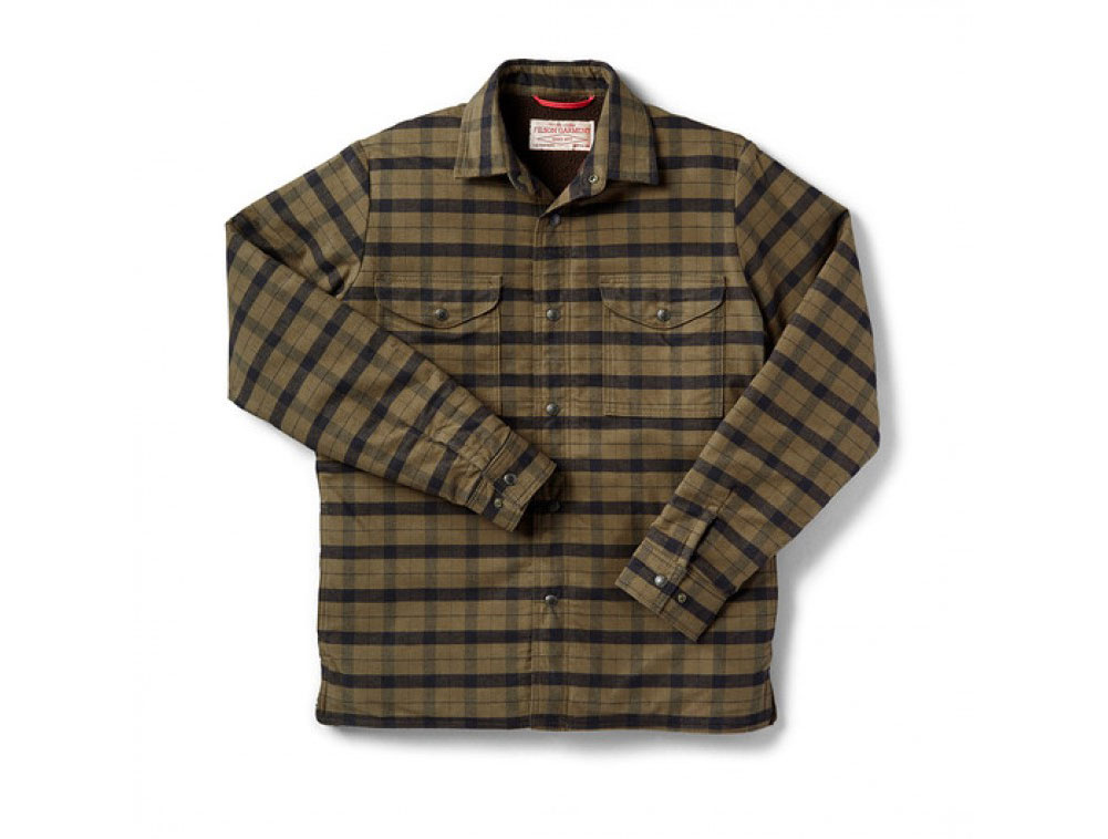Filson Insulated Alaskan Guide Jac Shirt Otter Green Black SM 10656