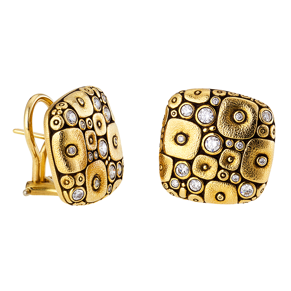 Alex Sepkus 18K and Diamond "Soft Mosaic" Earrings