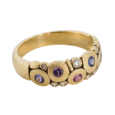 Alex Sepkus 18K Sapphire and Diamond (Purple & Violet) "Candy" Dome Ring