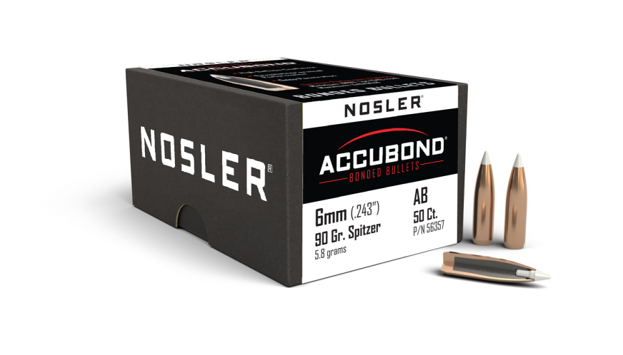 Nosler AccuBond AB - 6mm 90g SP (50ct, M/P of 3) Bullets 56357