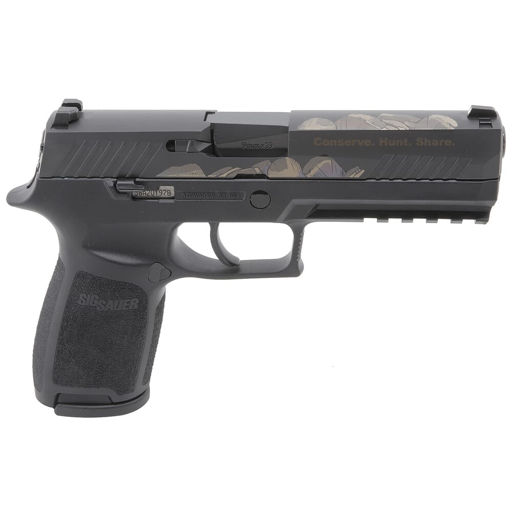 Sig Sauer P320 NWTF Engraved Edition 9mm 4.7" Nitron Black Contrast Sights Modular Polymer Grip (3) 17rd Magazines, Rail 320F-9-B-NWTF19