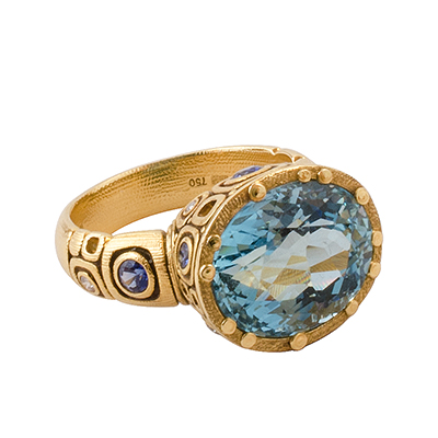 Alex Sepkus 18K Sapphire and Diamond "Little Windows" Ring