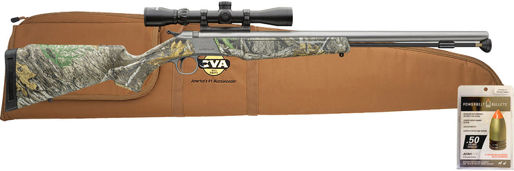 WOLF 300 AeroLite 24&quot; Bbl Stainless Steel/Realtree Edge w/Durasight Mount, KonusShot 3-9x32, Soft Case, &amp; Aerolite Powerbelt Bullets 50 CAL