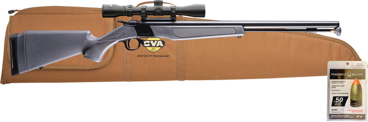 WOLF 300 AeroLite 24&quot; Bbl Blued/Stealth Grey w/Durasight Mount, KonusShot 3-9x32, Soft Case, &amp; Aerolite Powerbelt Bullets 50 CAL