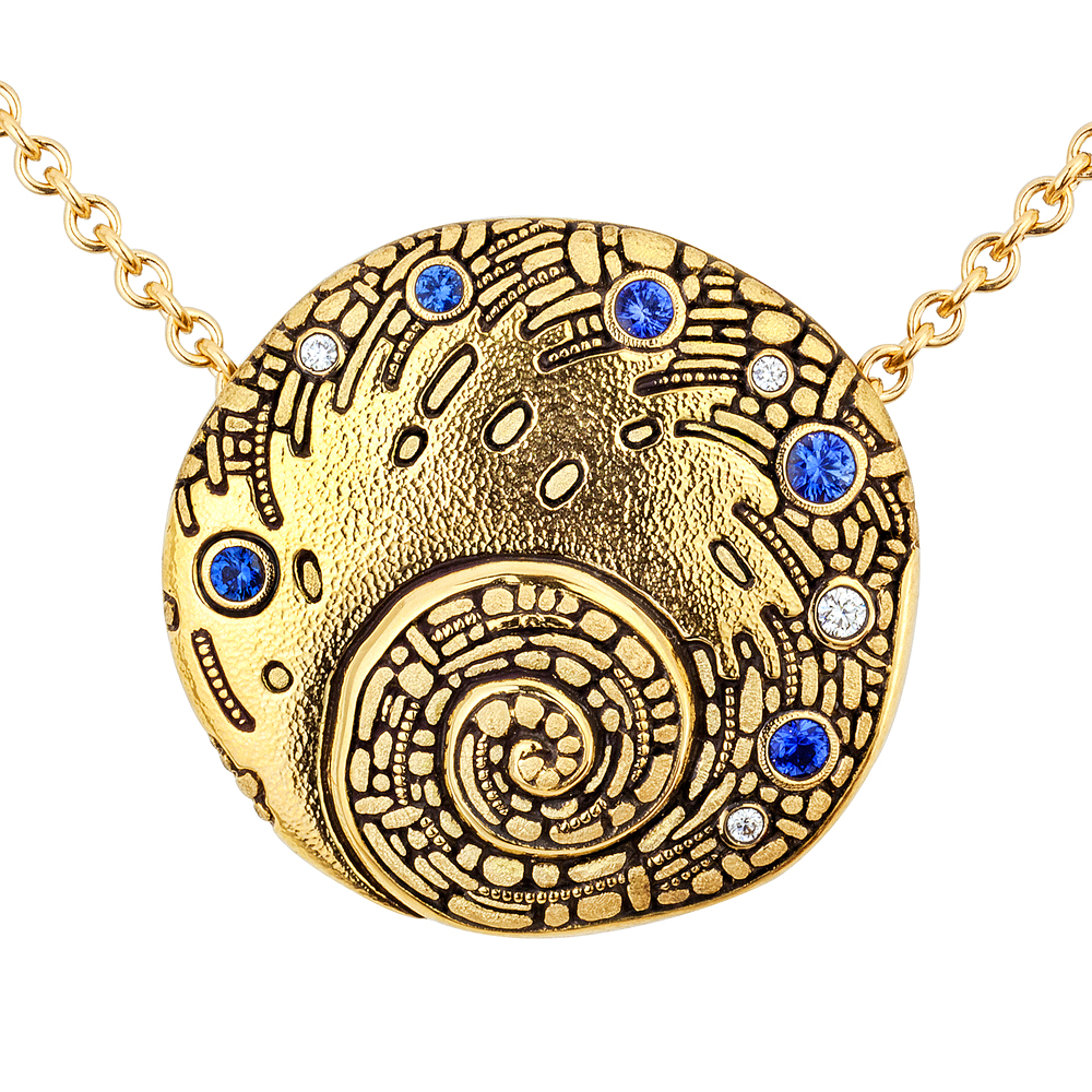Alex Sepkus 18K Silver Sapphire Diamond "Whirlpool" Pendant