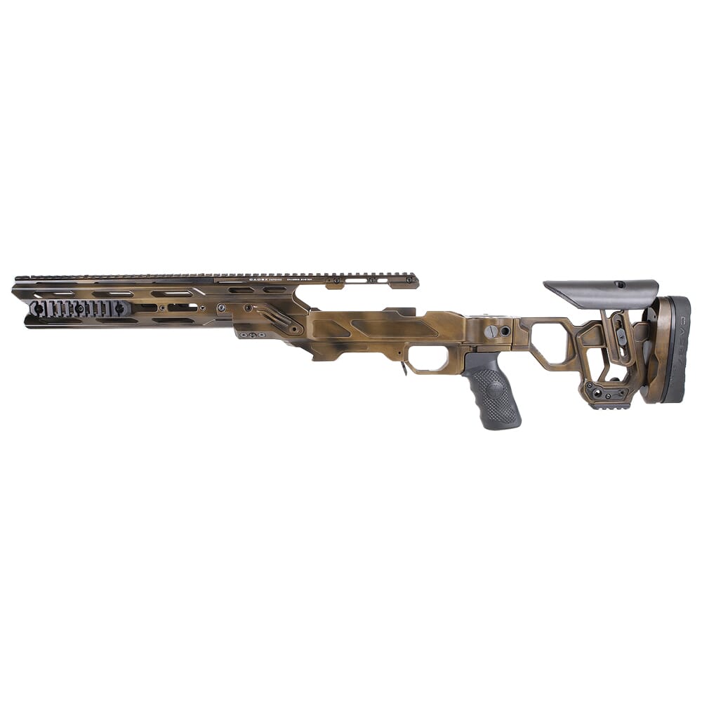 Cadex Defense Dual Strike Tan Surgeon XL Action 3.850" Mag Folding Chassis w/Battleworn Bronze Color Upgrade STKDL-SGN-RH-XL-S20E-BWZ / UPGD-BWSTK