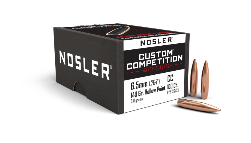 Nosler Custom Competition CC - 6.5mm 140g HPBT (100ct, M/P of 3) Bullets 26725