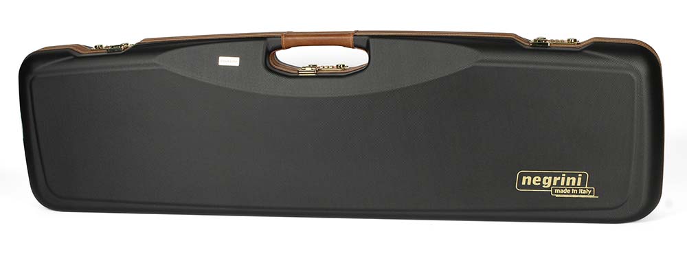 Negrini One Gun Fits all shotguns O/U, SXS, Semi-auto or Pump. Black with Tan Leather and Bordeaux interior. 1607LX-UNI/4713