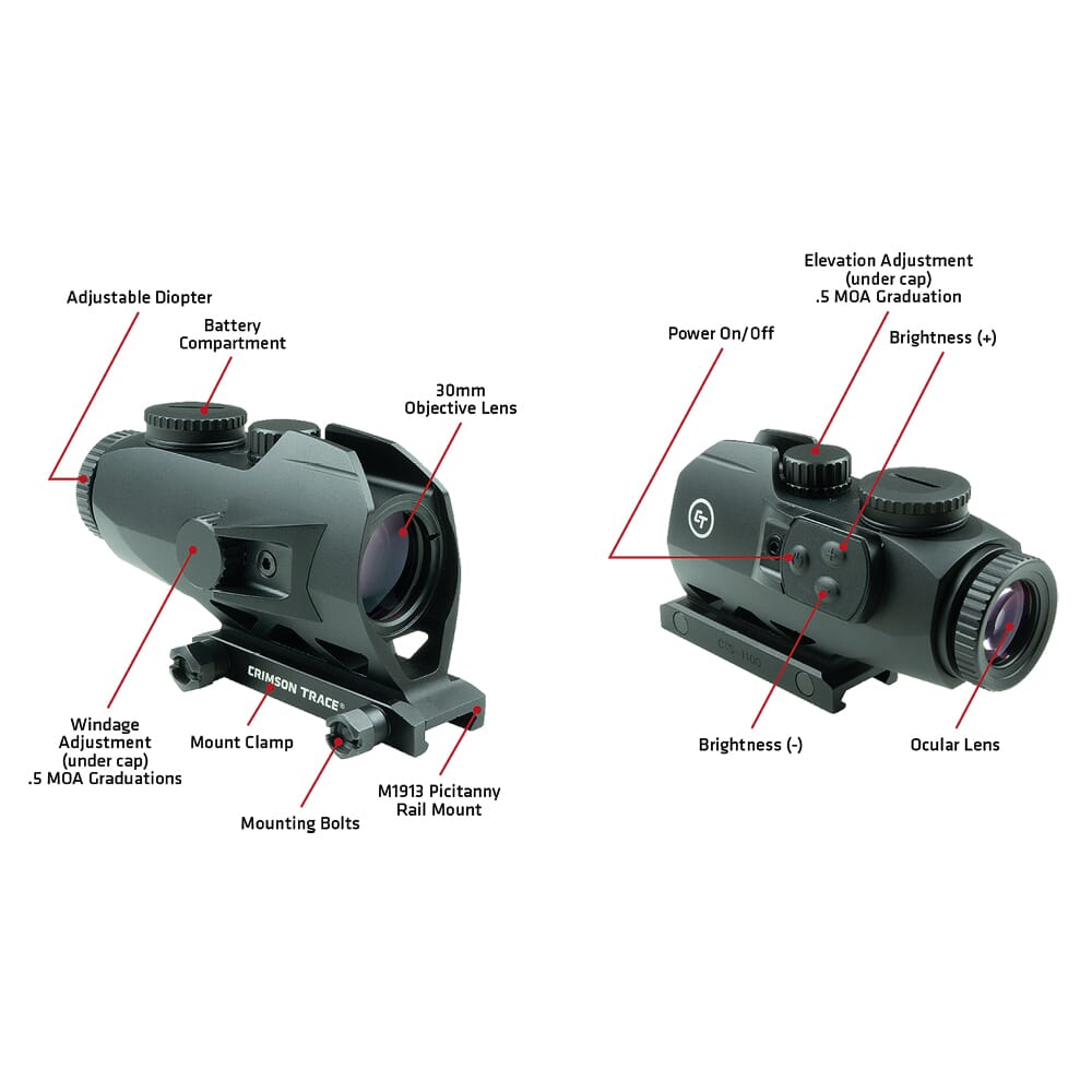 Crimson Trace CTS-1100 Illuminated 3.5x Battlesight with BDC Reticle for M1913 Picatinny Mount Rifles, Electronic Weapon Sight