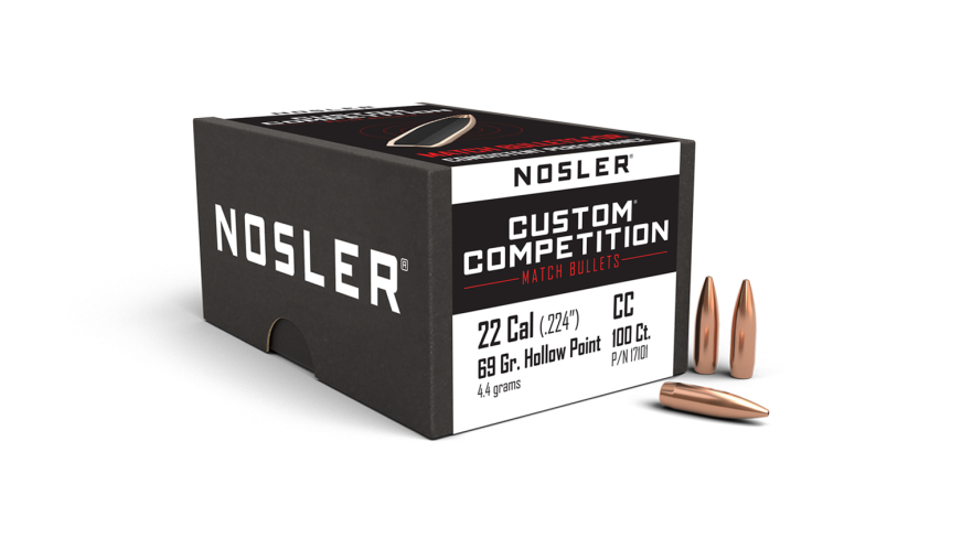 Nosler Custom Competition CC - 22 69g HPBT (100ct, M/P of 3) Bullets 17101