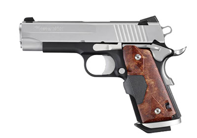 C3, Alloy Frame, Two-Tone Finish, Low Profile Contrast Sights, Magwell, Wood Grain CTC Laser Grips 1911CO-45-TSS-C3P-CTW