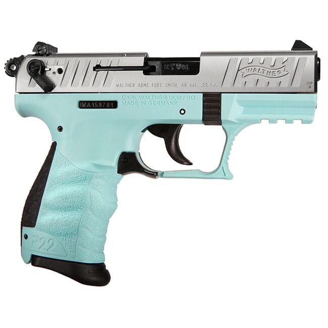 Walther P22Q .22 L.R. 3.4 Angel Blue Nickel Slide 10 Round Pistol w/ 2 Magazines 5120760