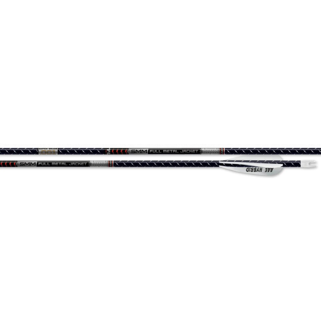 Easton 5mm FMJ Match Grade 500 Arrow w/3'' Hybrid 26 HIT & Collar 6pk 901397