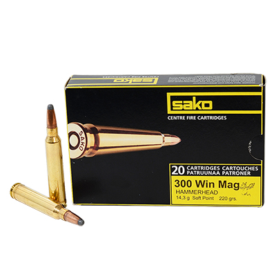 Sako 300 WIn Mag 220 gr HAMMERHEAD Rifle Ammunition- 20 per box PC33028A