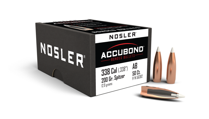 Nosler AccuBond AB - 338 200g SP (50ct, M/P of 3) Bullets 56382