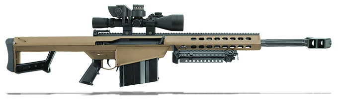 Barrett 82A1 50 BMG FDE 20" Leupold Mark 4 M1, BORS, Rings 14023