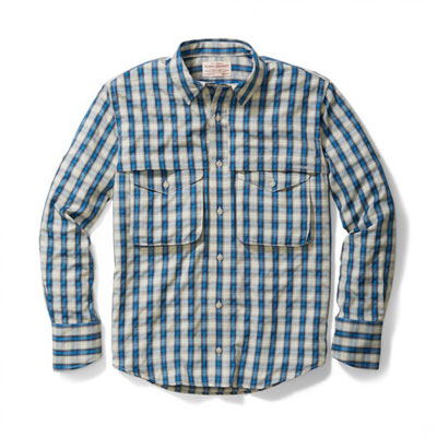 Filson Angler Shirt Aspen Blue Plaid MD 10604