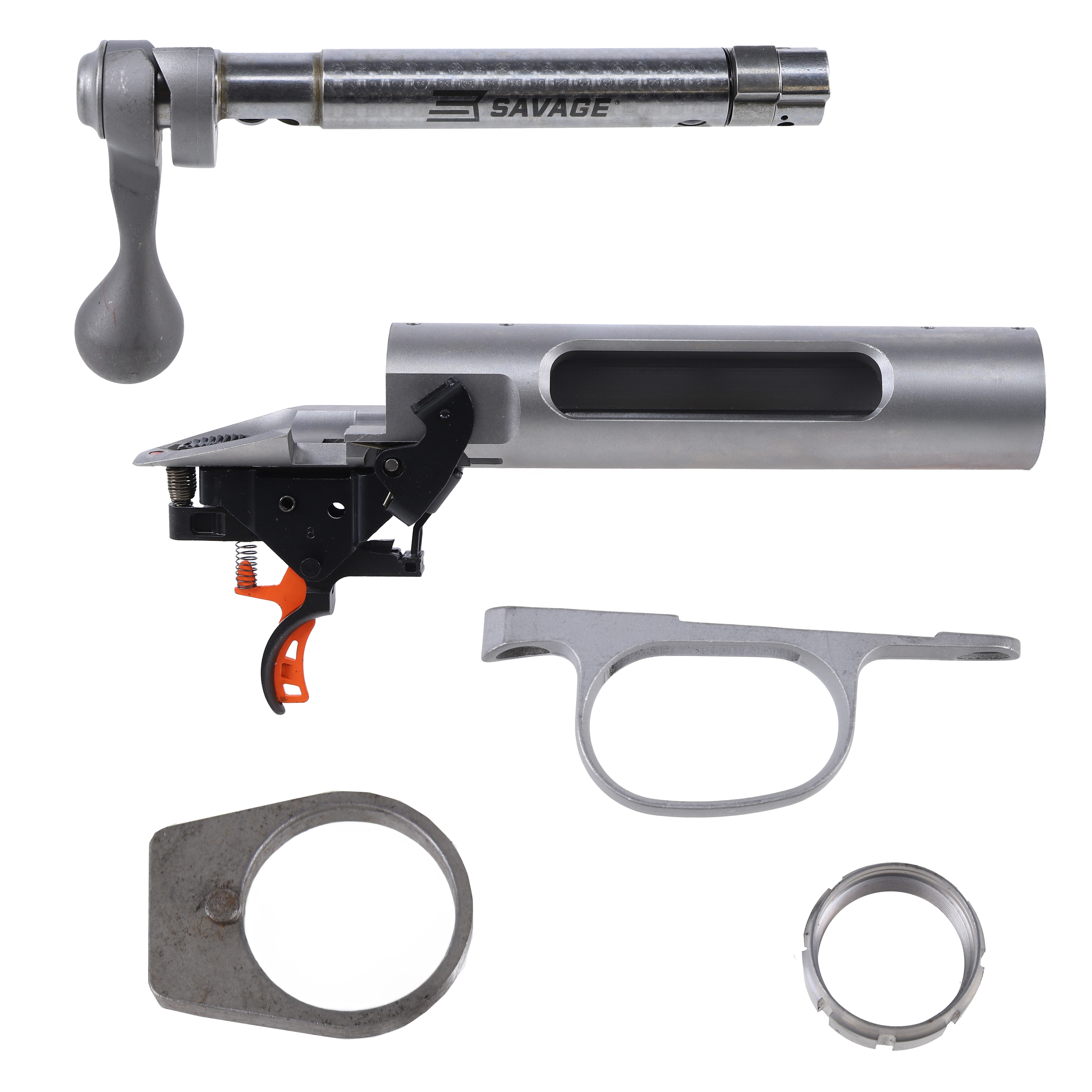 Savage Arms .308 Right-Port Target Action w/Bolt Assembly, Trigger Group Assembly, Barrel Locknut, Recoil Lug &amp; Trigger Guard 18184