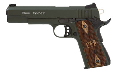 OD Green Finish, Low Profile Contrast Sights, Wood Grips 1911-22-OD