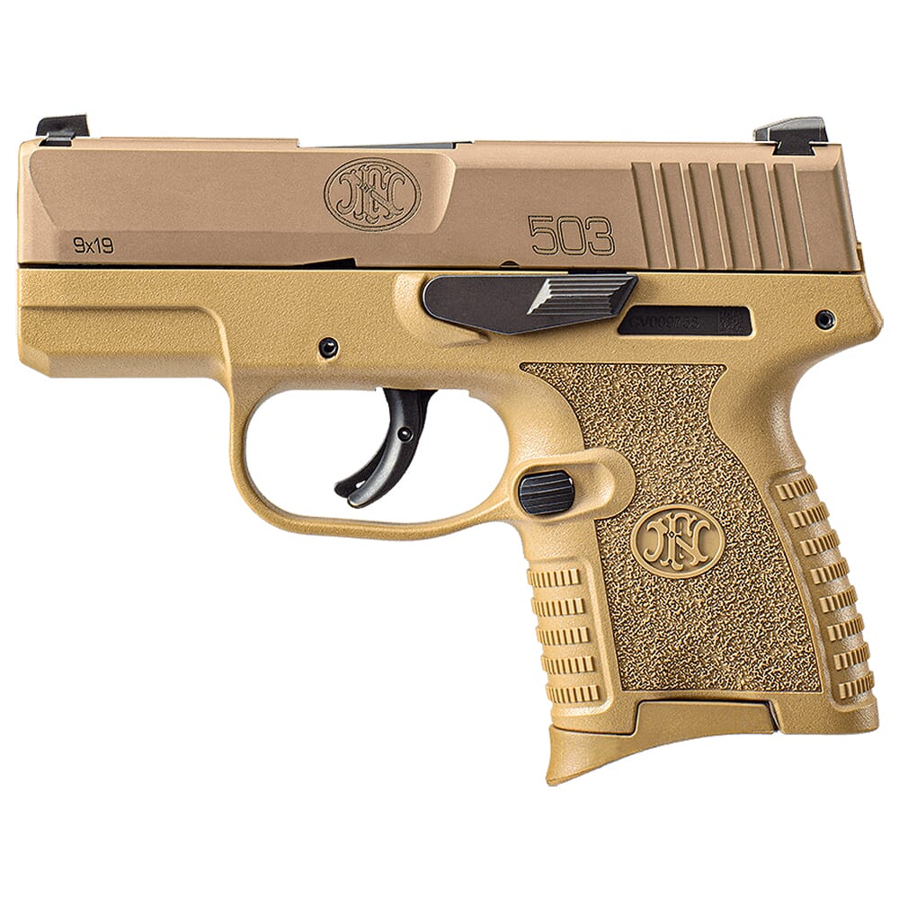 FN 503 9mm FDE/FDE Pistol w/(1) 6rd (1) 8rd 66-100098-9