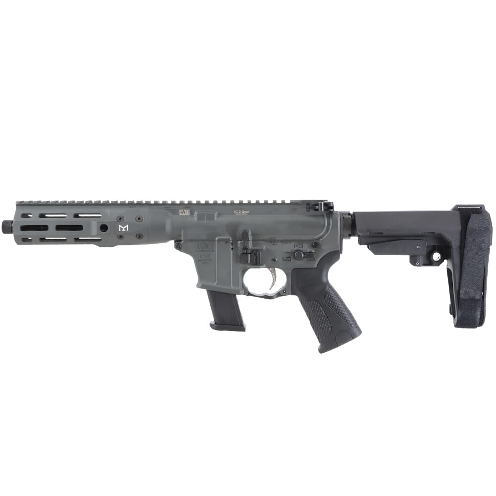 LWRC IC-9 9mm 8.5" 1:10" 1/2x28 Bbl Premium Grey Pistol w/SBA3 Brace ICP9PG8SBA3