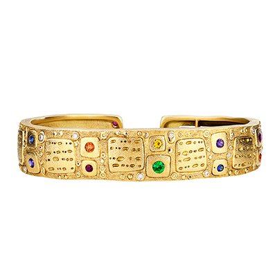 Alex Sepkus 18K Sapphire and Diamond "Notes" Cuff Bracelet