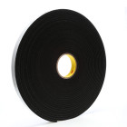 3M™ Vinyl Foam Tape 4504, Black, 1 in x 18 yd, 250 mil, 9 rolls per case